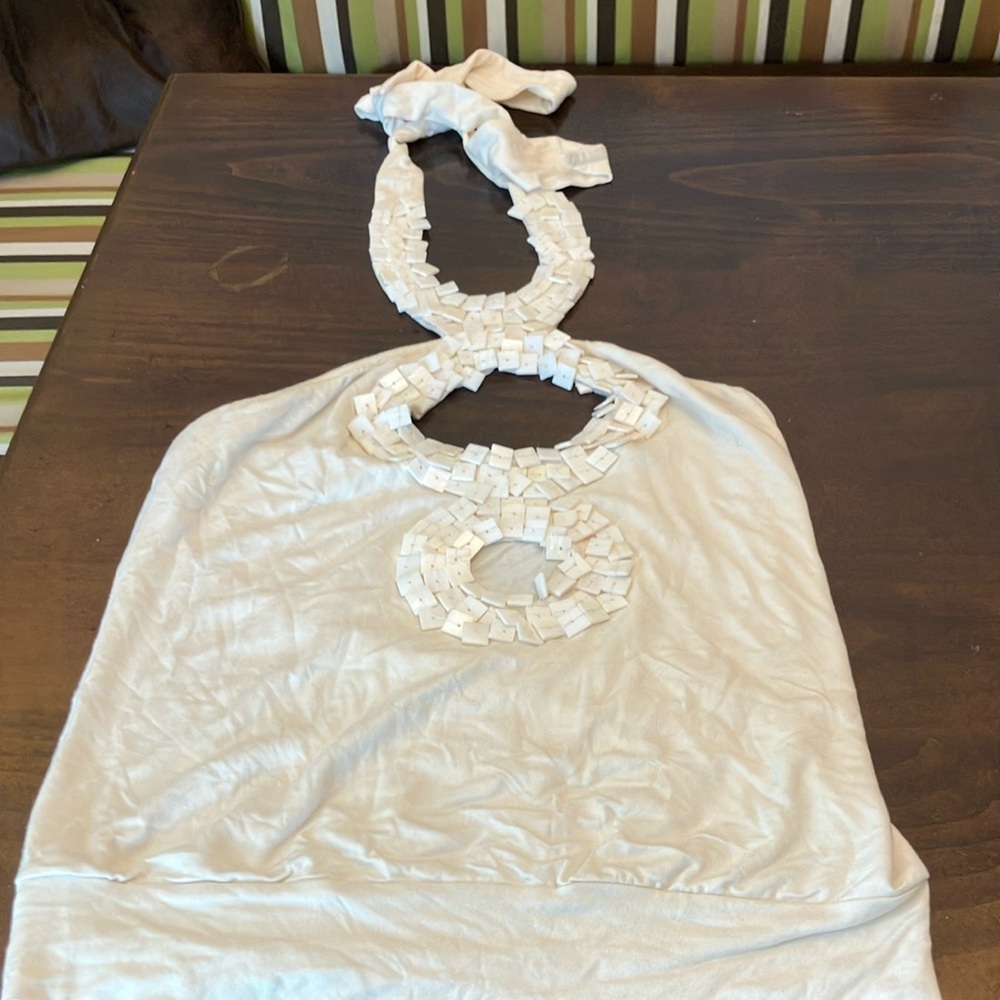bebe White Embellished Tank Top